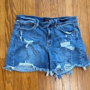 Judy Blue Women's Ripped Jean Shorts - Dark Blue